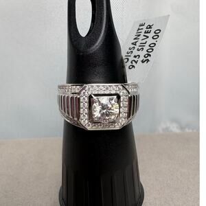 Men's Size 11 3CTW Moissanite 925 Sterling Silver Ring